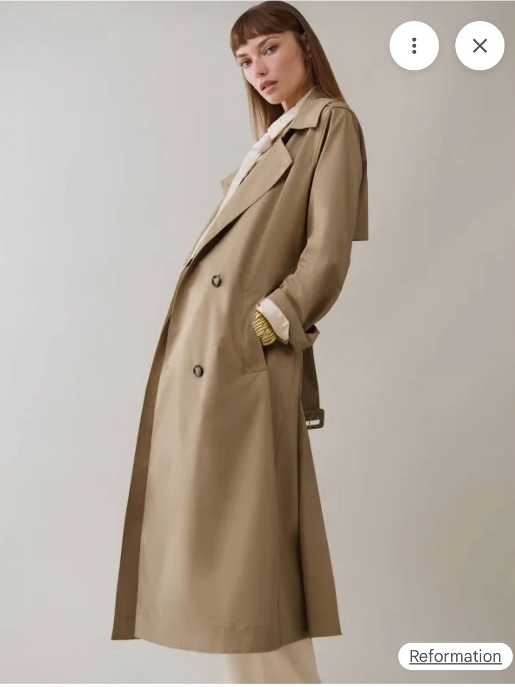Reformation Long Tan Trench Coat